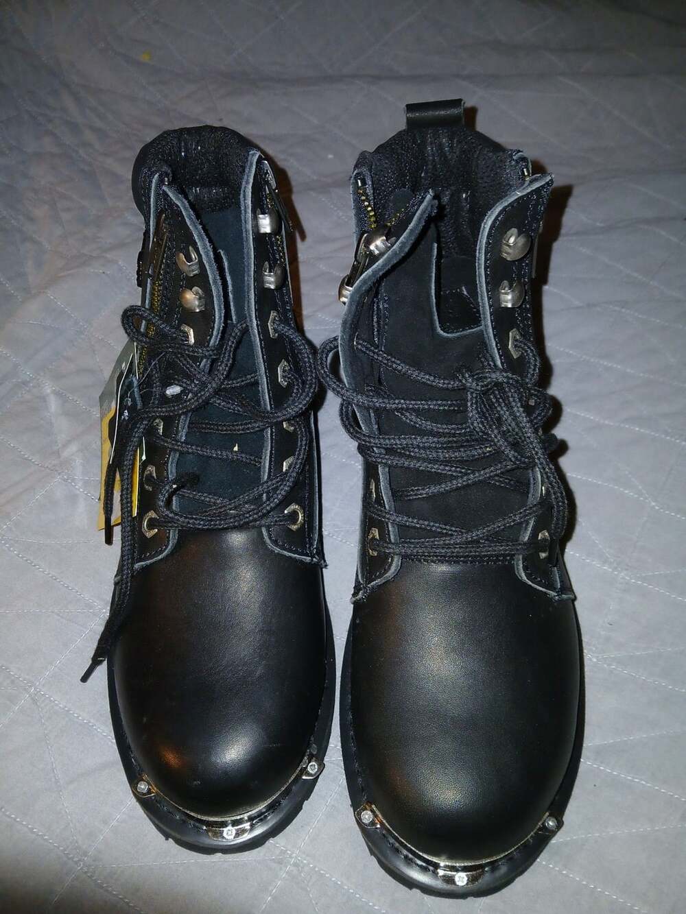 Ride Tecs 8787 Black Leather Motorcycle Boots Size 9M